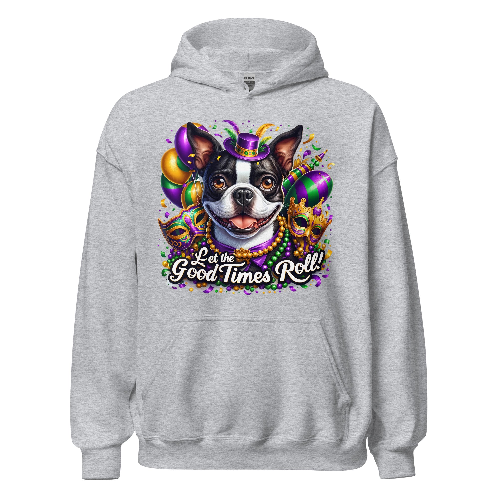 Mardi Gras Boston Terrier Unisex Hoodie - Let The Good Time Roll!