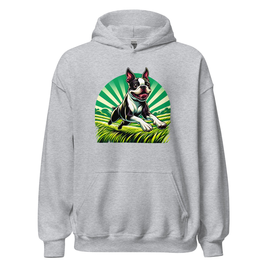 Boston Terrier Dog Running Free Unisex Hoodie