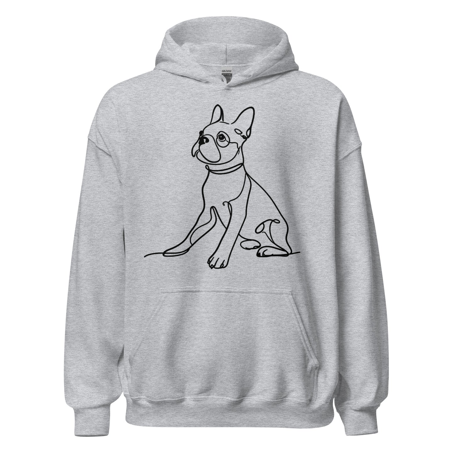 Line Drawn Boston Terrier Dog Unisex Hoodie