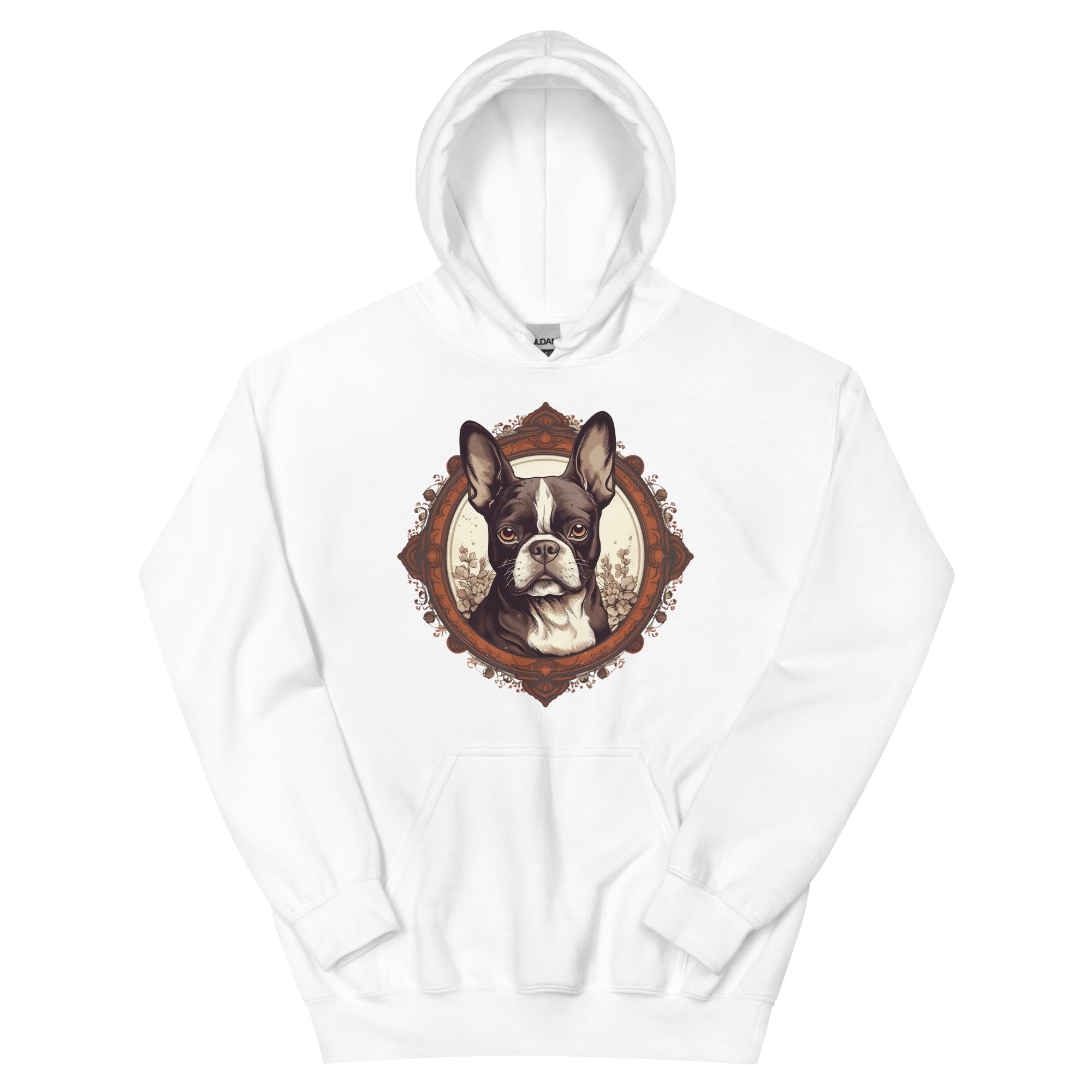 Vintage-Inspired Red Brown Boston Terrier Hoodie