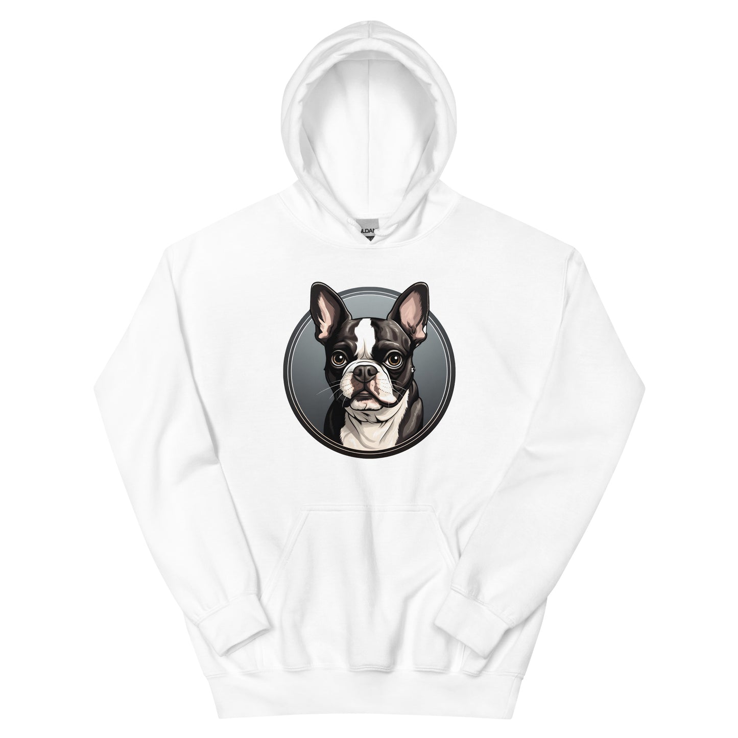Cartoon Boston Terrier Dog Portrait Unisex Hoodie