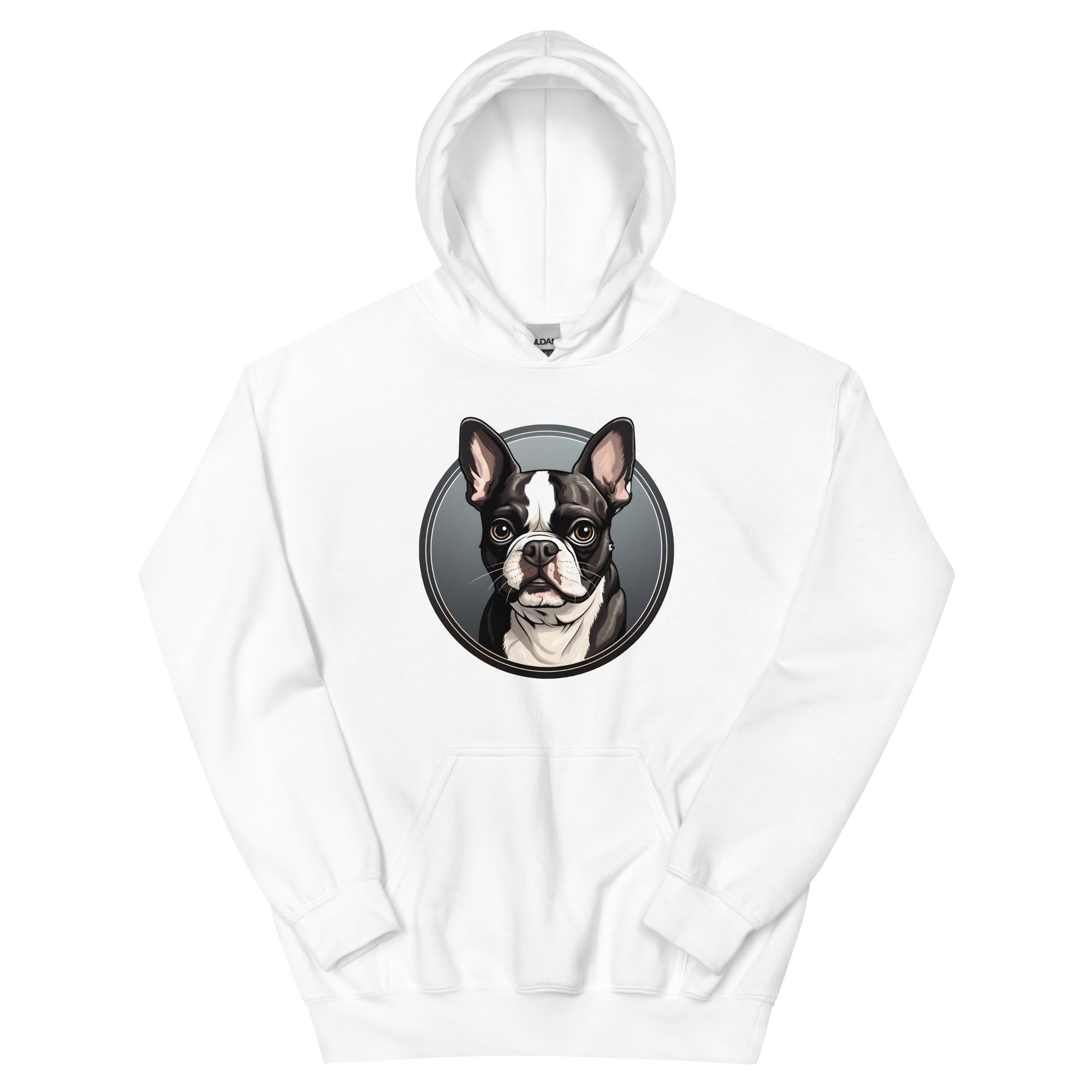 Cartoon Boston Terrier Dog Portrait Unisex Hoodie