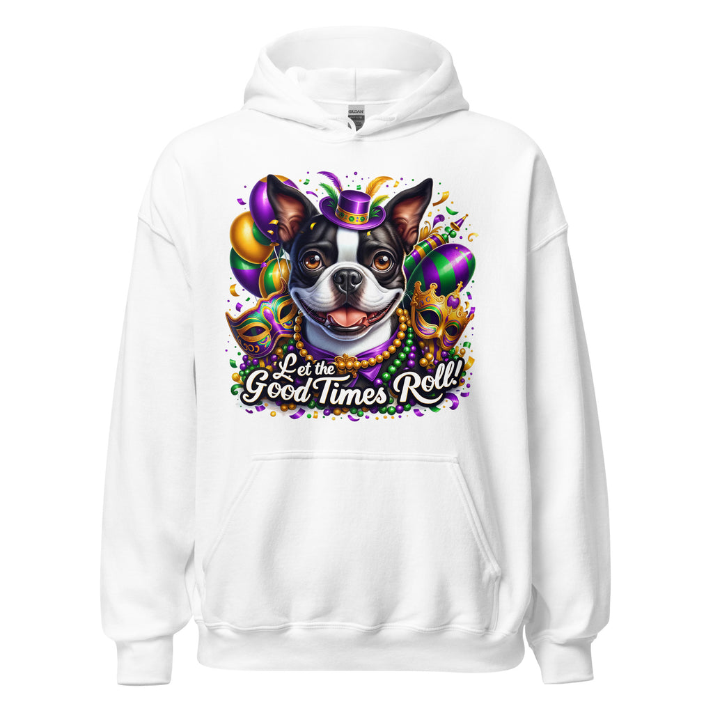 Mardi Gras Boston Terrier Unisex Hoodie - Let The Good Time Roll!