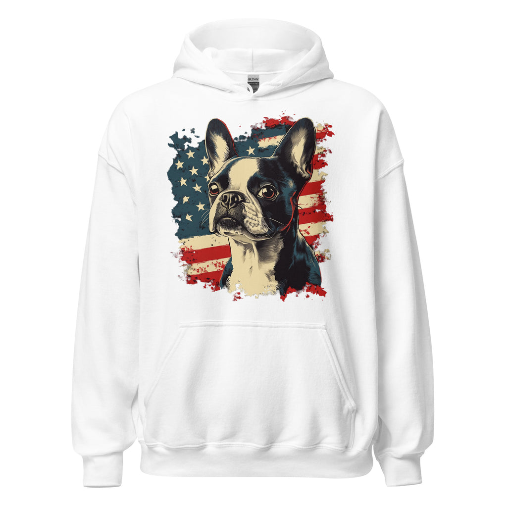 Patriotic Boston Terrier USA Flag Unisex Hoodie