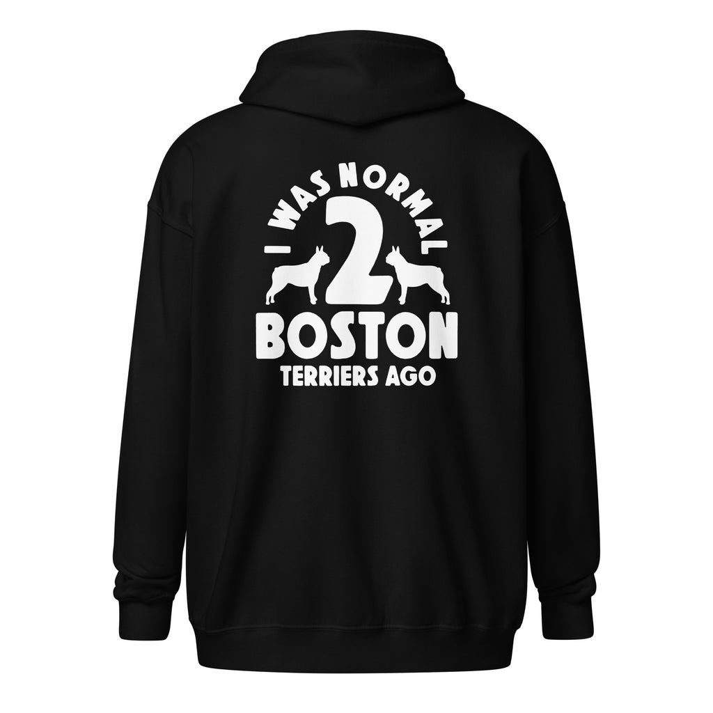 I Was Normal Two Boston Terriers Ago Unisex Heavy Blend Zip Hoodie