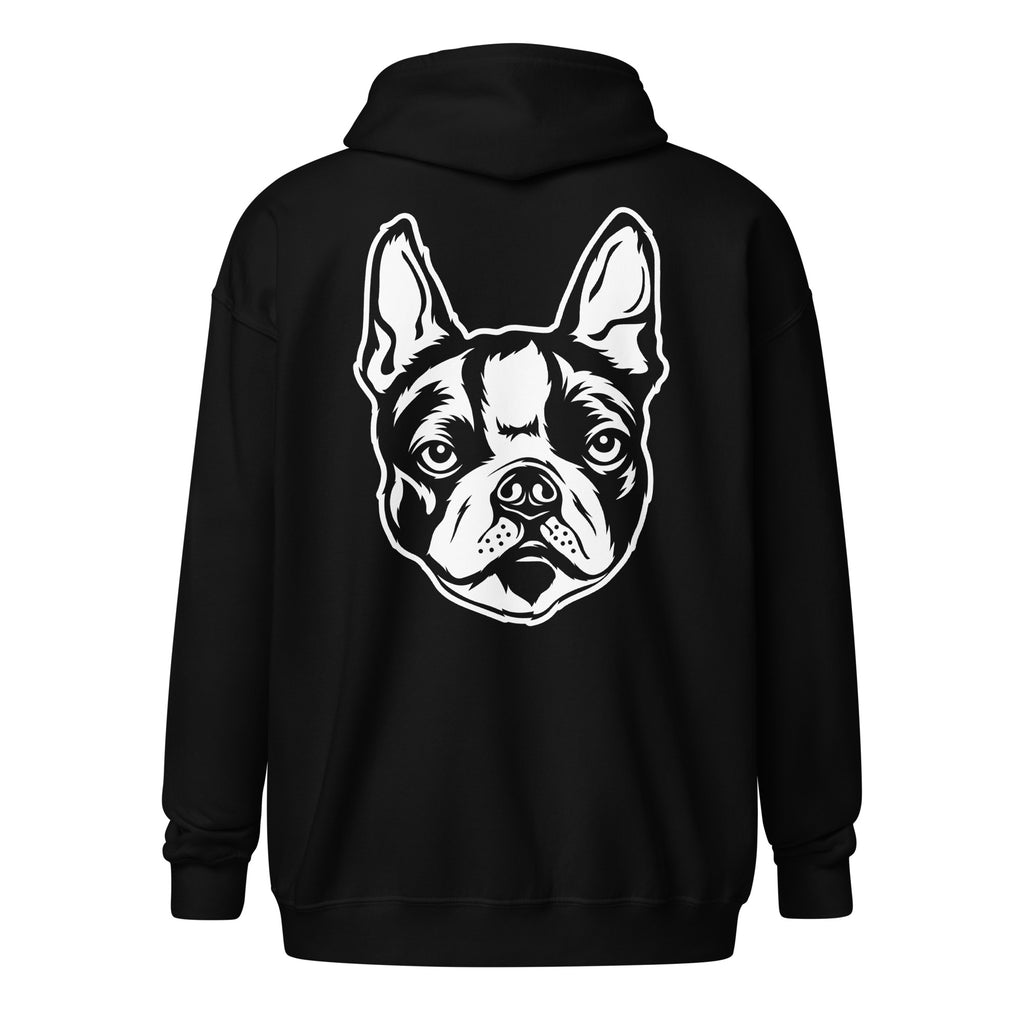 Boston Terrier Face Unisex Heavy Blend Zip Hoodie