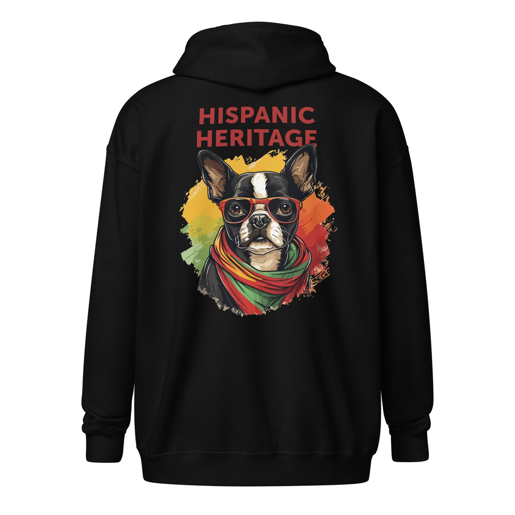 Hispanic Heritage Boston Terrier Dog Unisex Heavy Blend Zip Hoodie