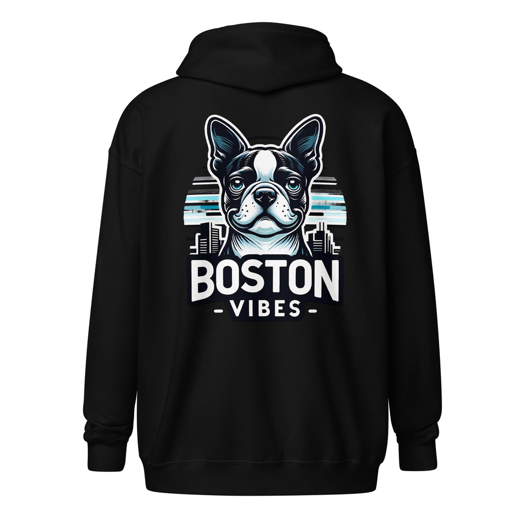 Boston Terrier Vibes Unisex Heavy Blend Zip Hoodie