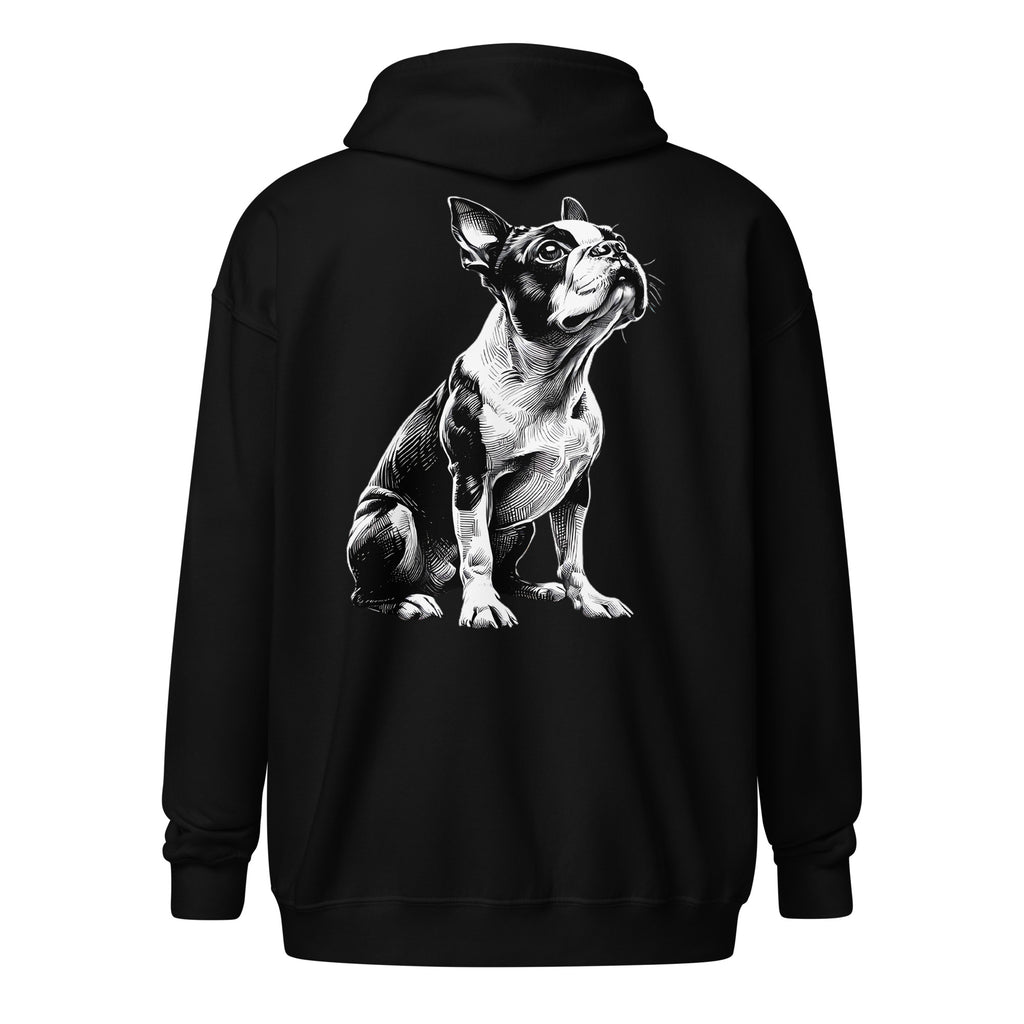 Boston Terrier Line Art Unisex Heavy Blend Zip Hoodie