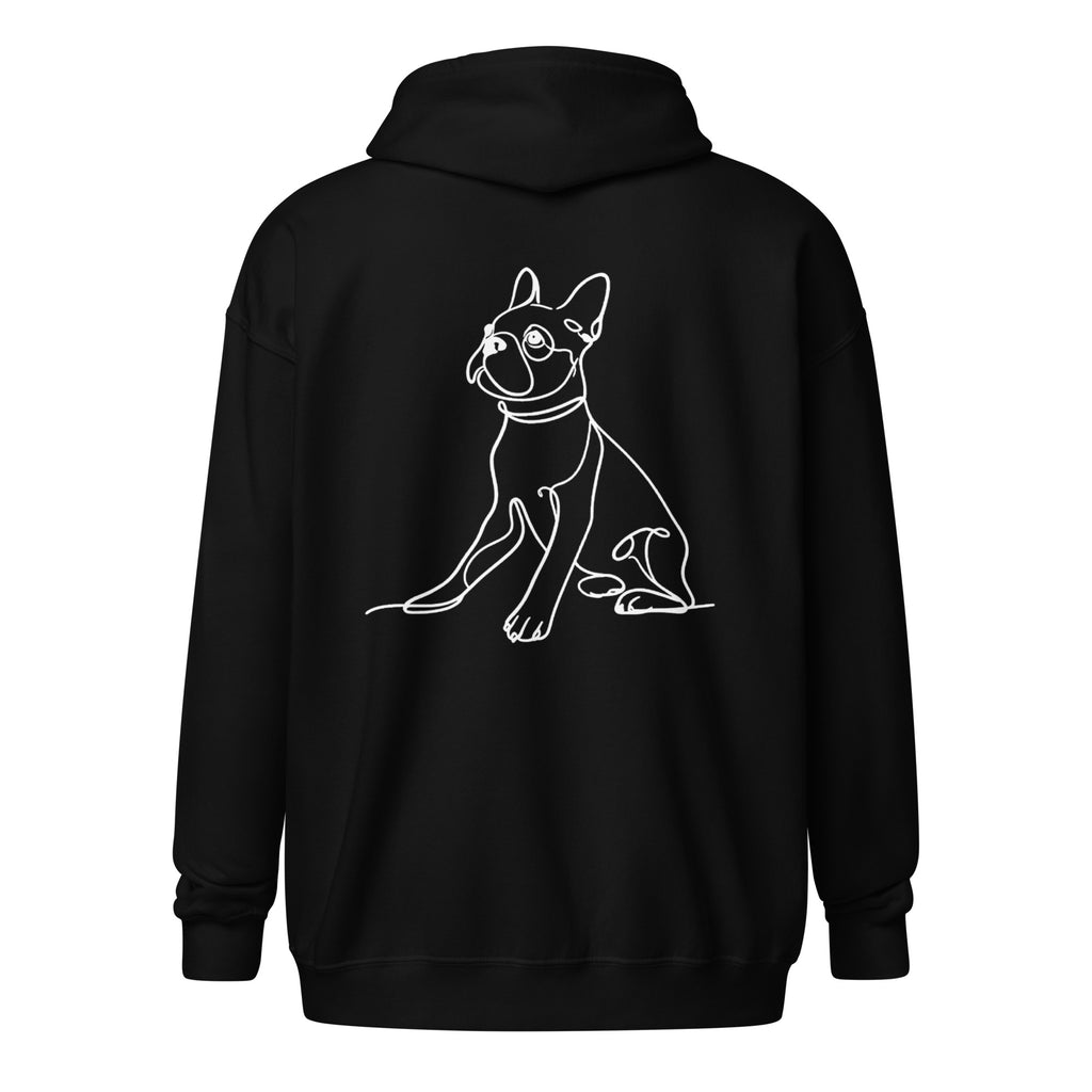 Line Drawn Boston Terrier Dog Unisex Heavy Blend Zip Hoodie