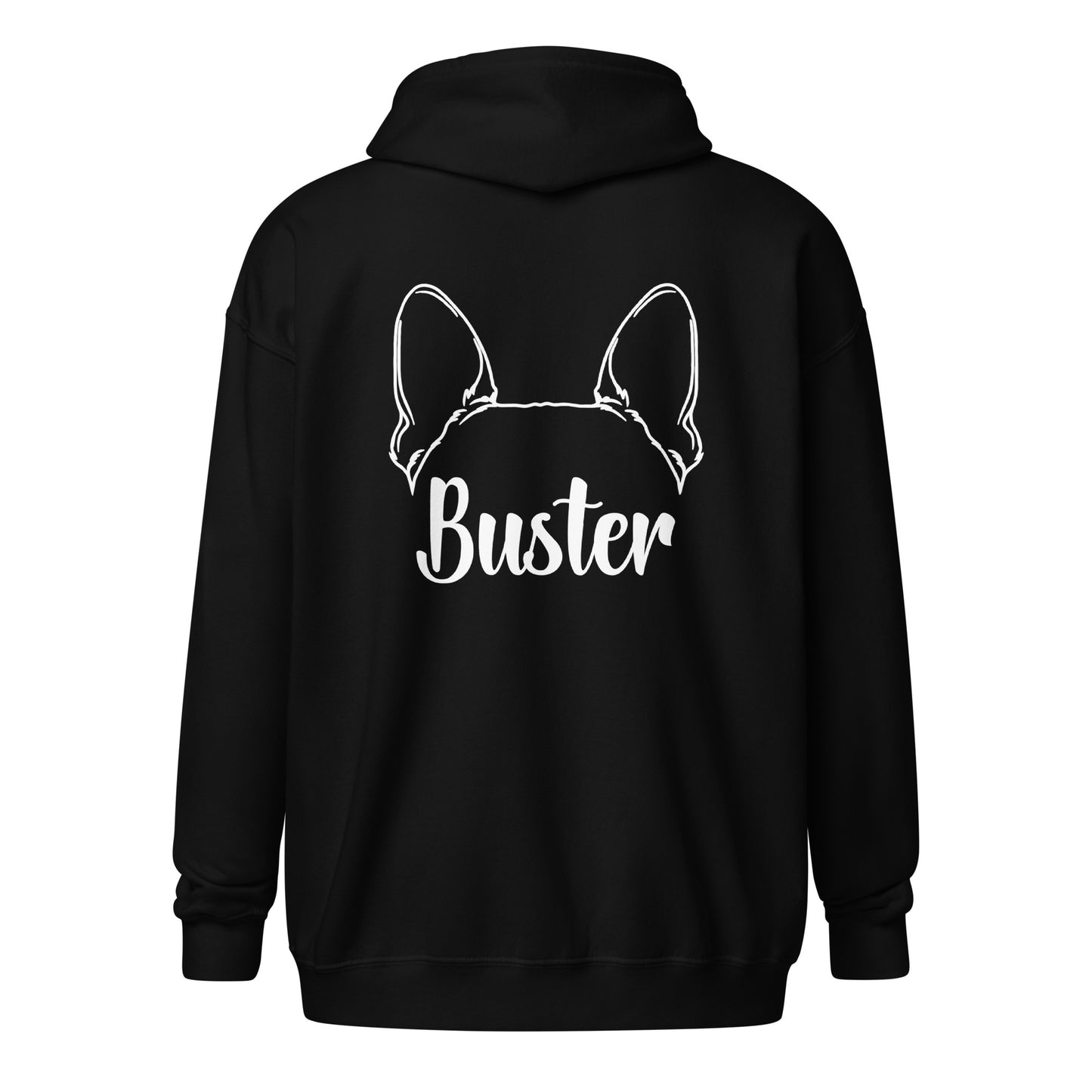 Big Ears With Boston Terrier Name - Custom Unisex Heavy Blend Zip Hoodie