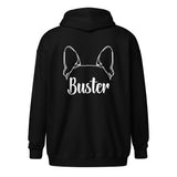 Big Ears With Boston Terrier Name - Custom Unisex Heavy Blend Zip Hoodie