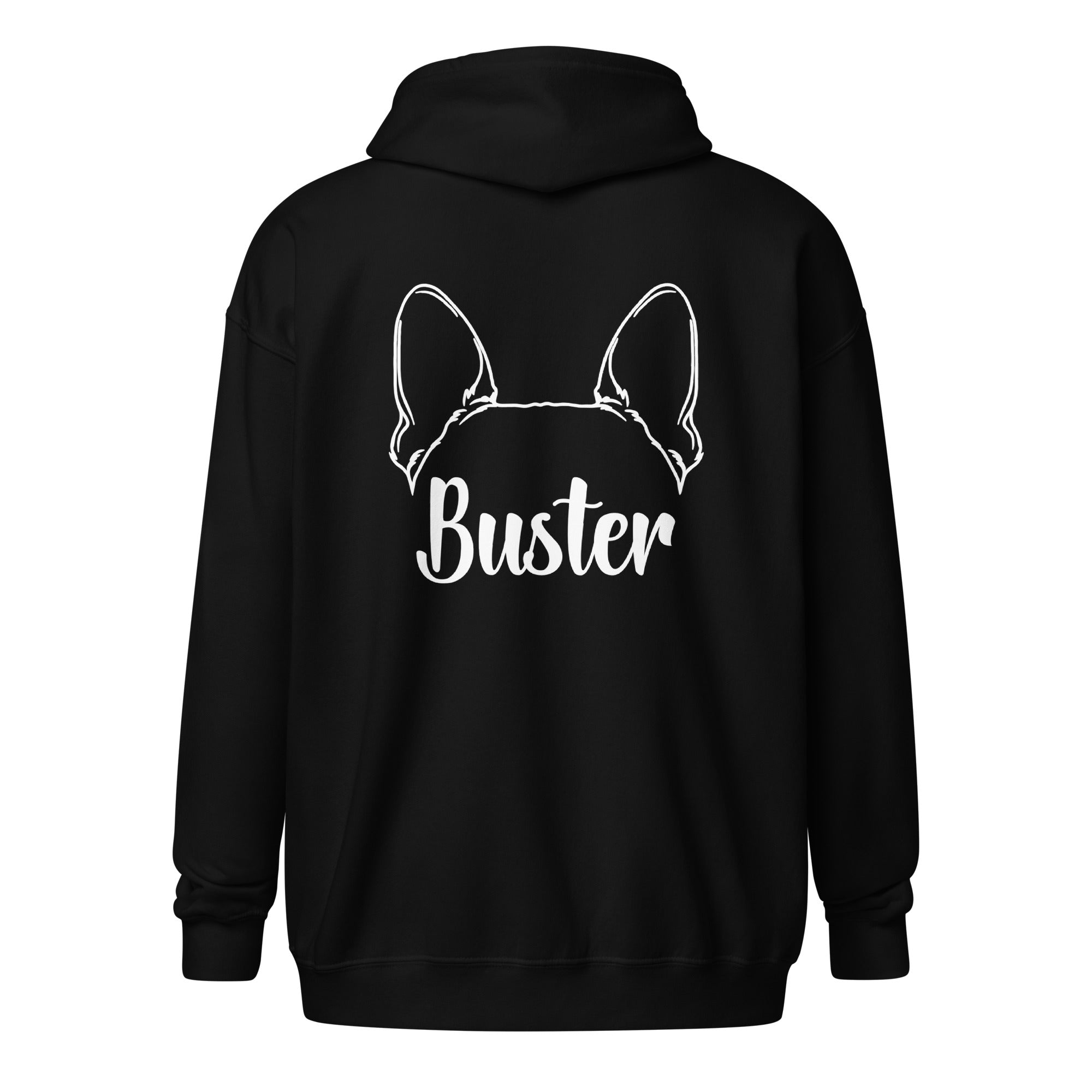 Big Ears With Boston Terrier Name - Custom Unisex Heavy Blend Zip Hoodie