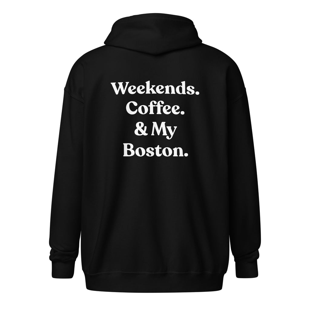 Weekends Coffee And Boston Terrier Unisex Heavy Blend Zip Hoodie