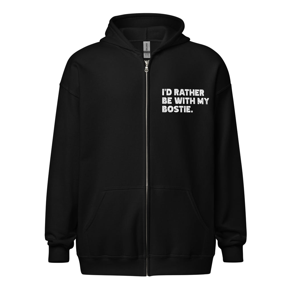 I'd Rather Be With My Bostie Unisex Heavy Blend Zip Hoodie