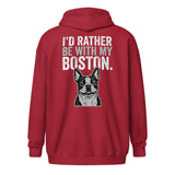 I'd Rather Be With My Boston Unisex Heavy Blend Zip Hoodie . Cardinal Red