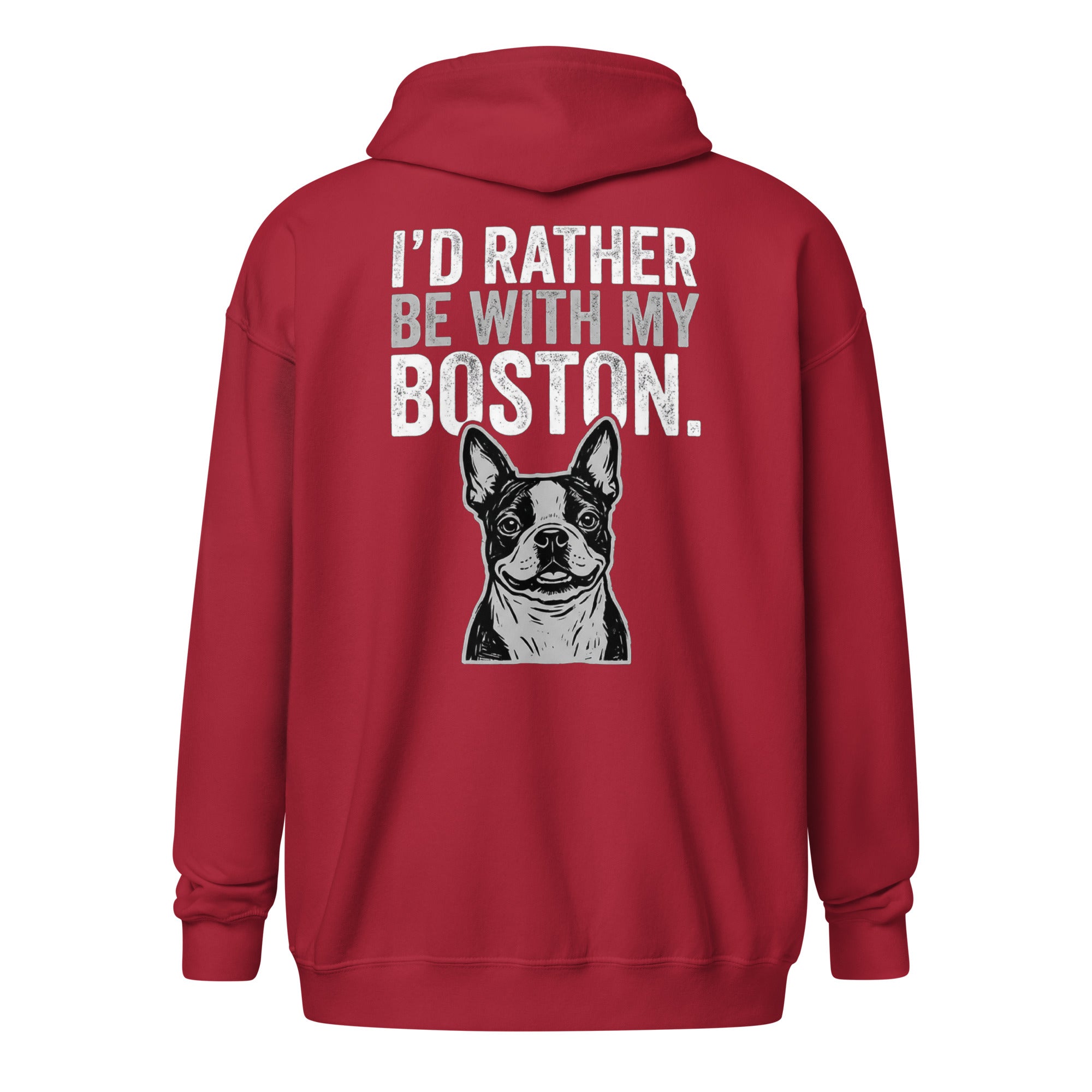 I'd Rather Be With My Boston Unisex Heavy Blend Zip Hoodie . Cardinal Red