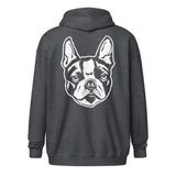Boston Terrier Face Unisex Heavy Blend Zip Hoodie