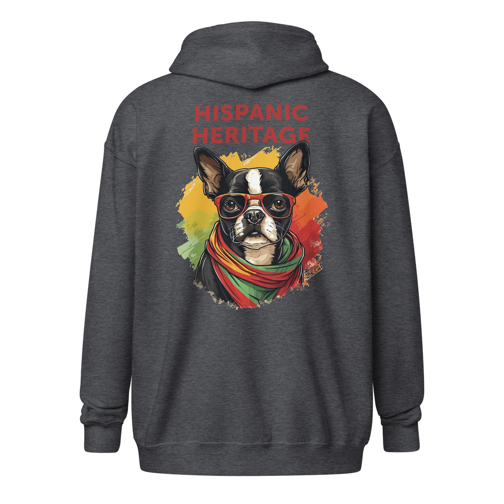 Hispanic Heritage Boston Terrier Dog Unisex Heavy Blend Zip Hoodie