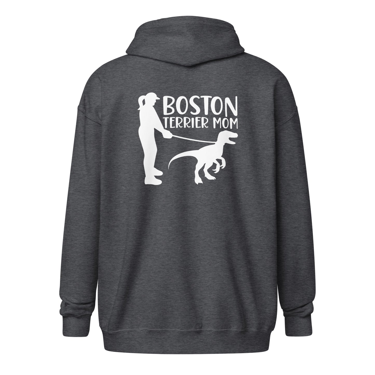 Boston Terrier Mom Dinosaur Heavy Blend Zip Hoodie