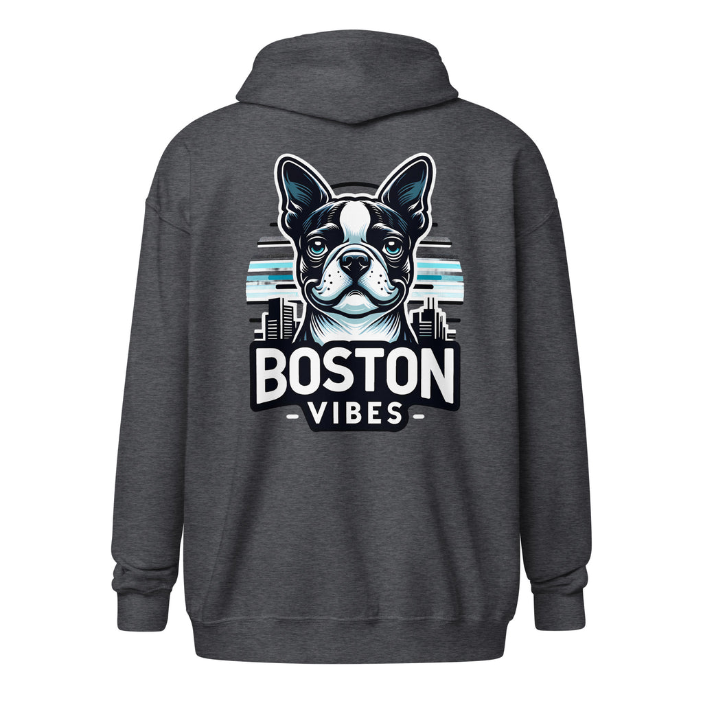 Boston Terrier Vibes Unisex Heavy Blend Zip Hoodie