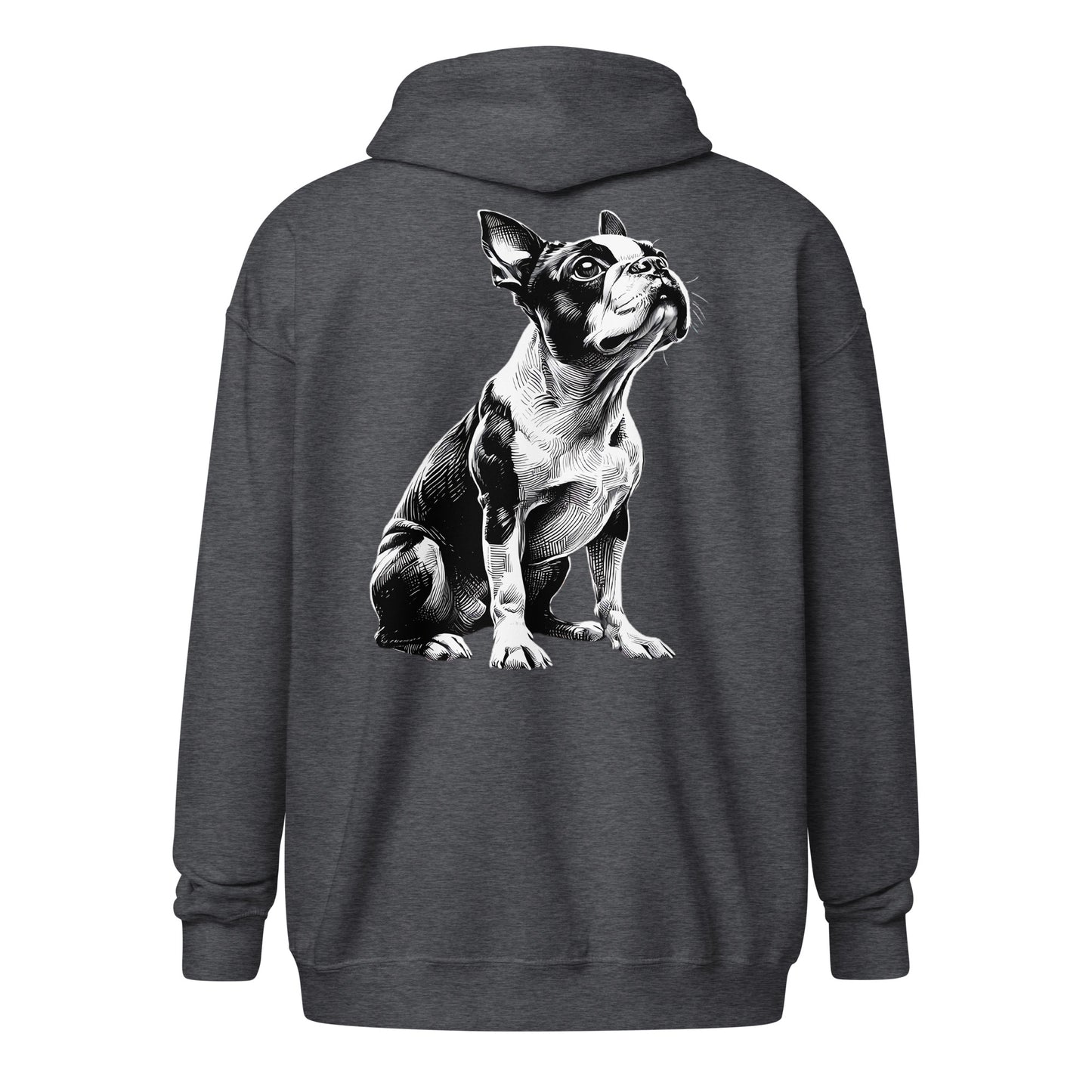 Boston Terrier Line Art Unisex Heavy Blend Zip Hoodie
