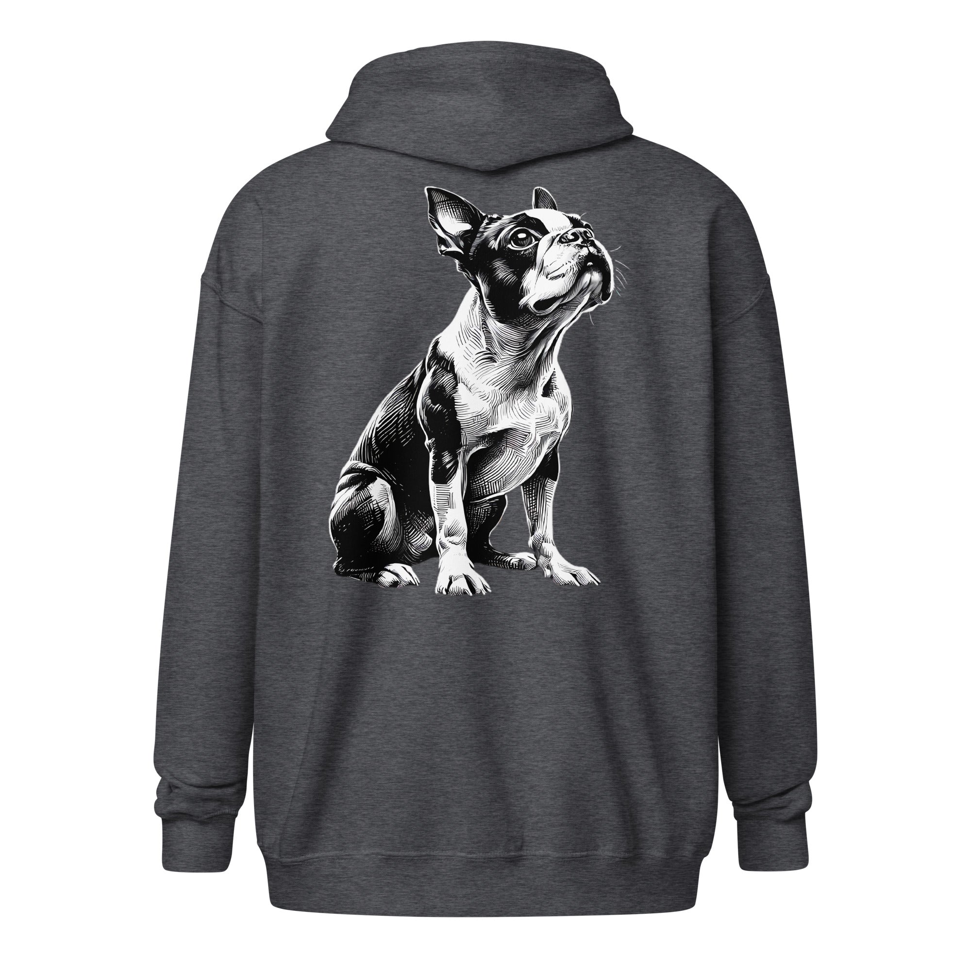 Boston Terrier Line Art Unisex Heavy Blend Zip Hoodie