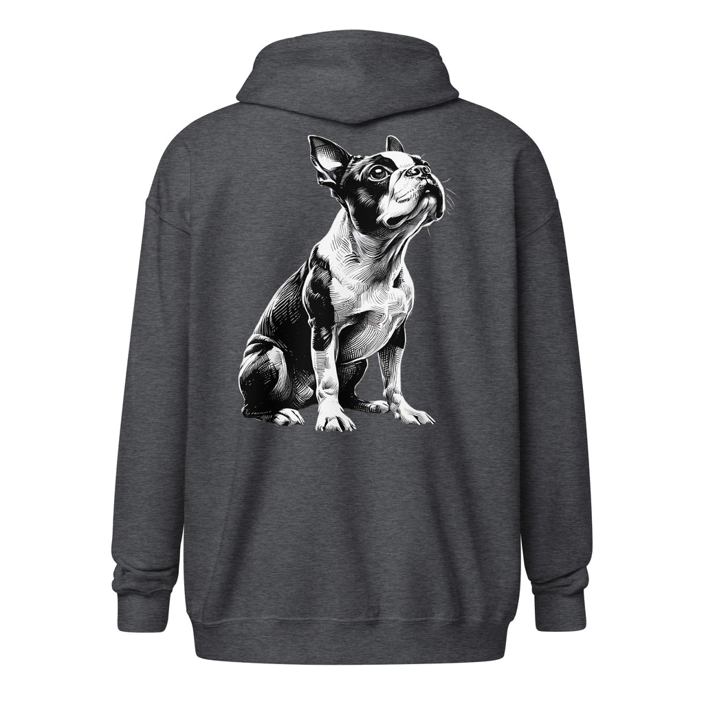 Boston Terrier Line Art Unisex Heavy Blend Zip Hoodie