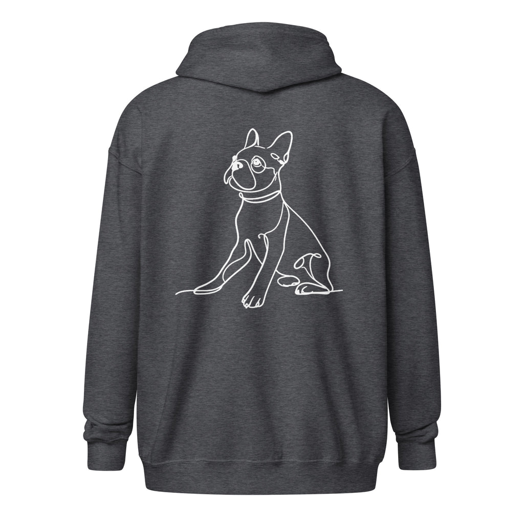 Line Drawn Boston Terrier Dog Unisex Heavy Blend Zip Hoodie