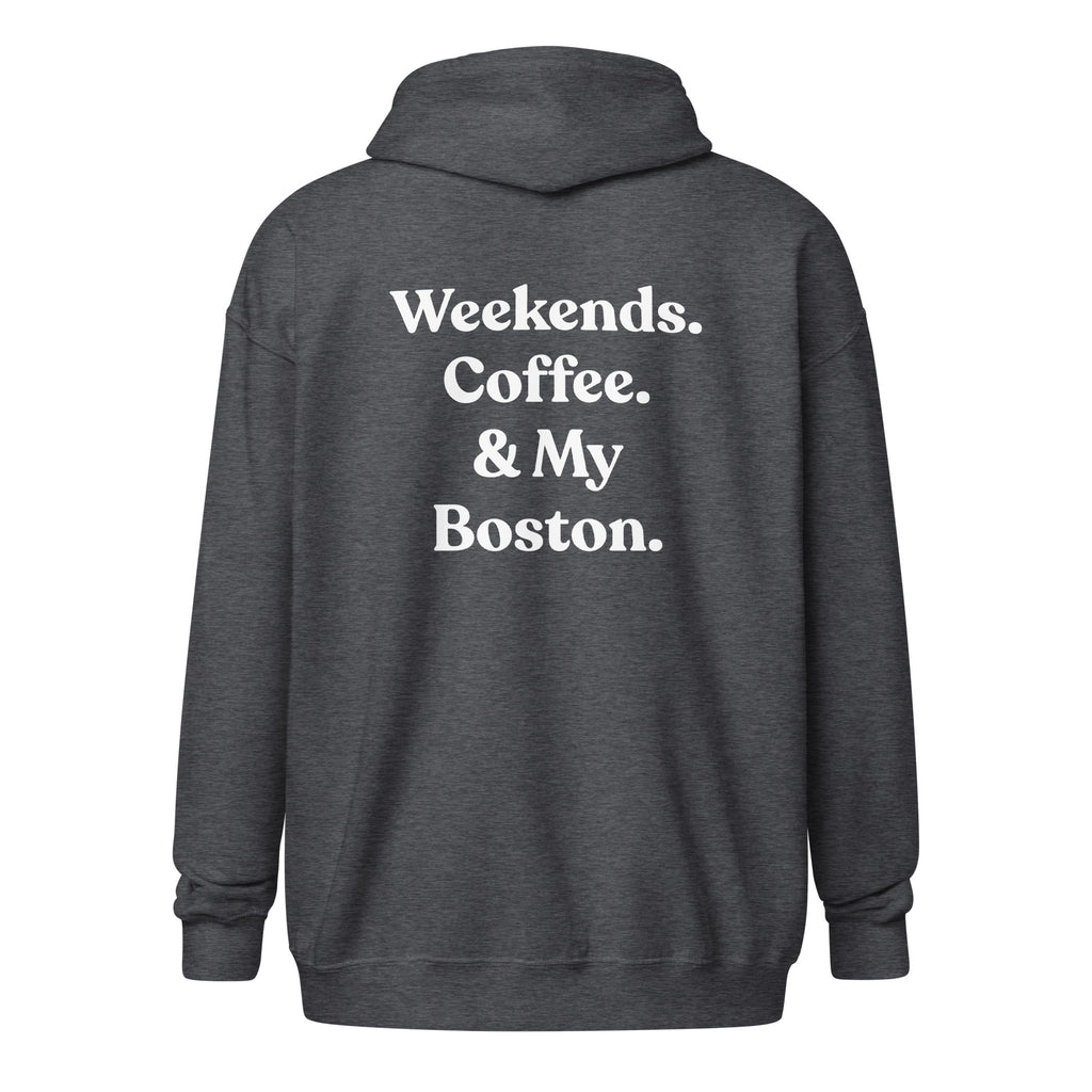 Weekends Coffee And Boston Terrier Unisex Heavy Blend Zip Hoodie