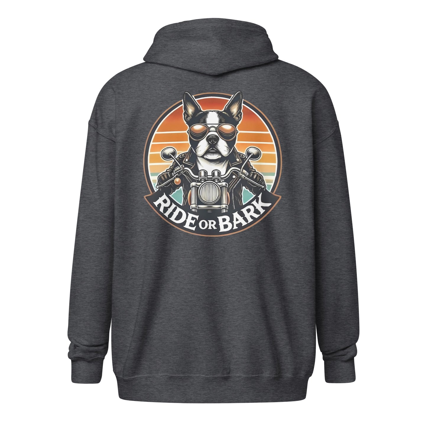 Ride or Bark - Boston Terrier Unisex Heavy Blend Zip Hoodie