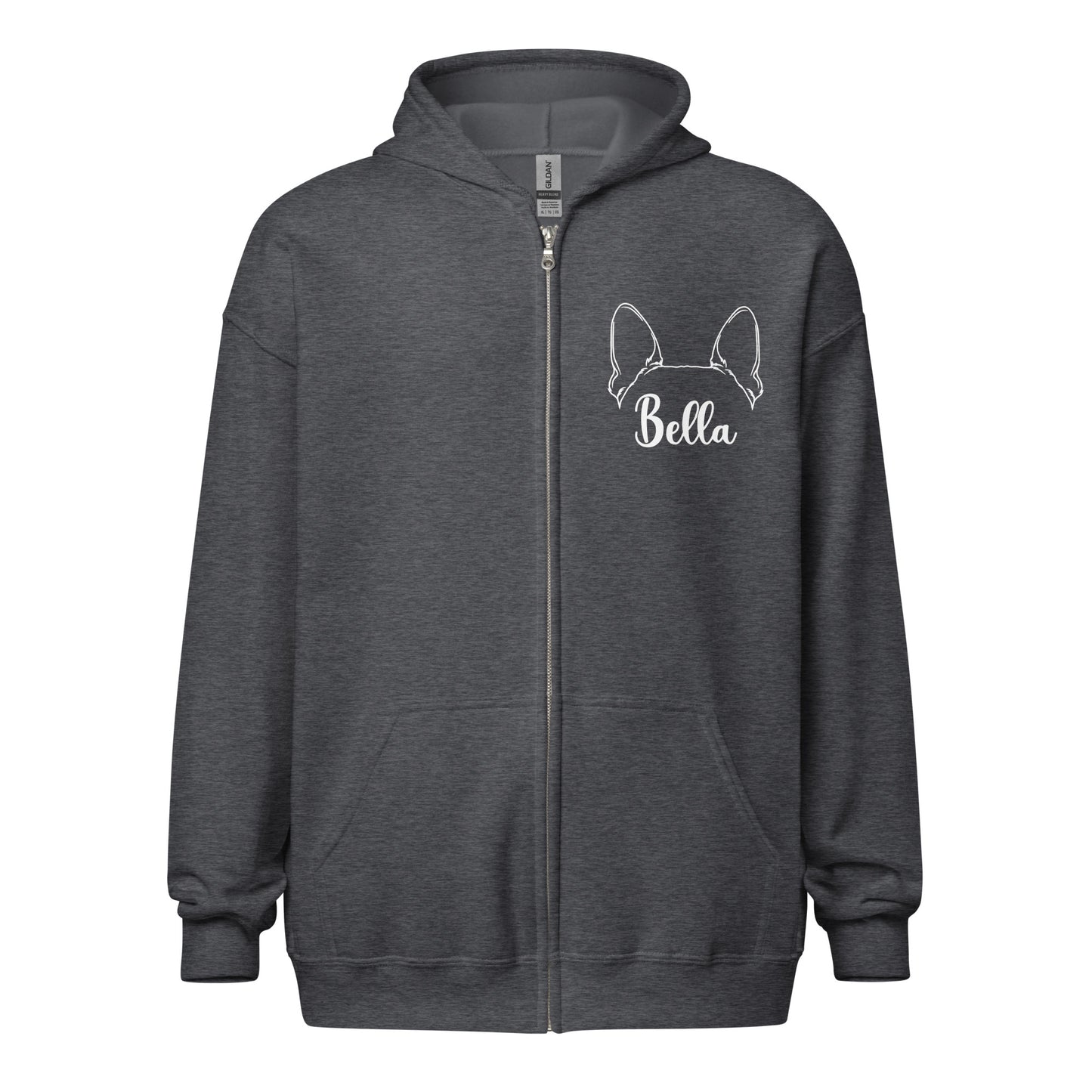 Ears With Boston Terrier Name - Custom Unisex Heavy Blend Zip Hoodie