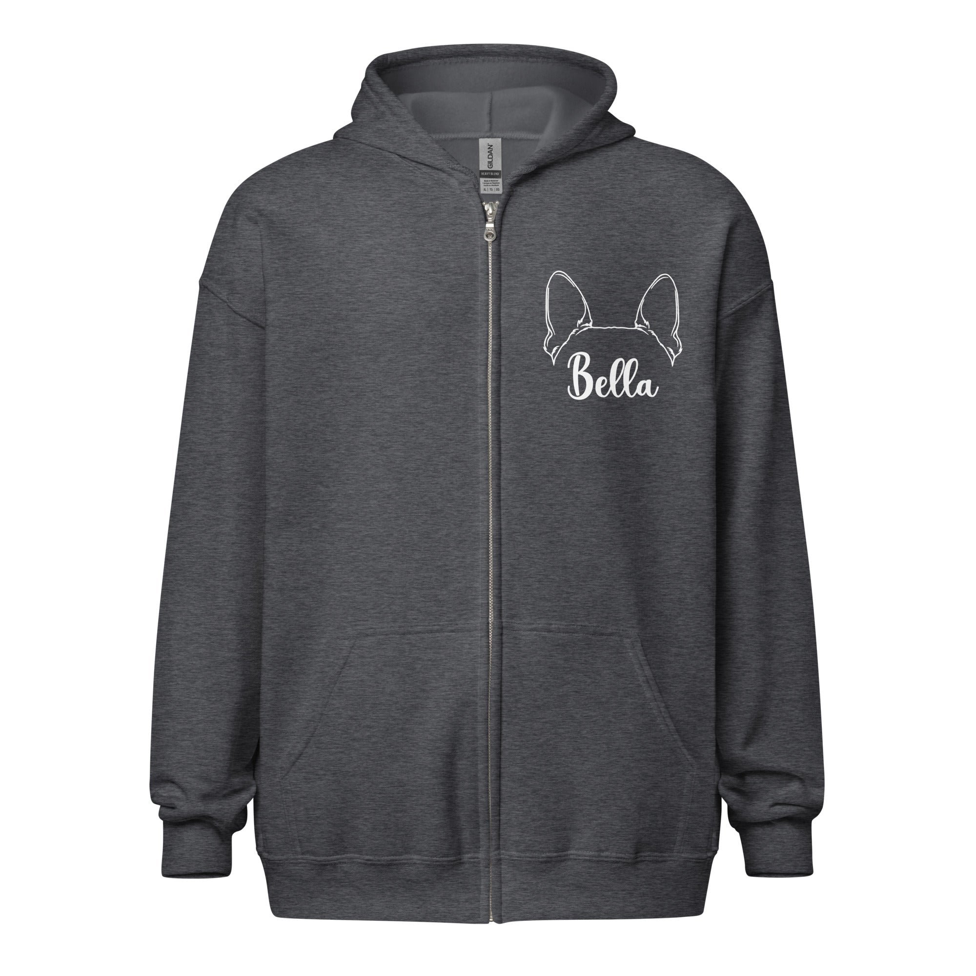 Ears With Boston Terrier Name - Custom Unisex Heavy Blend Zip Hoodie