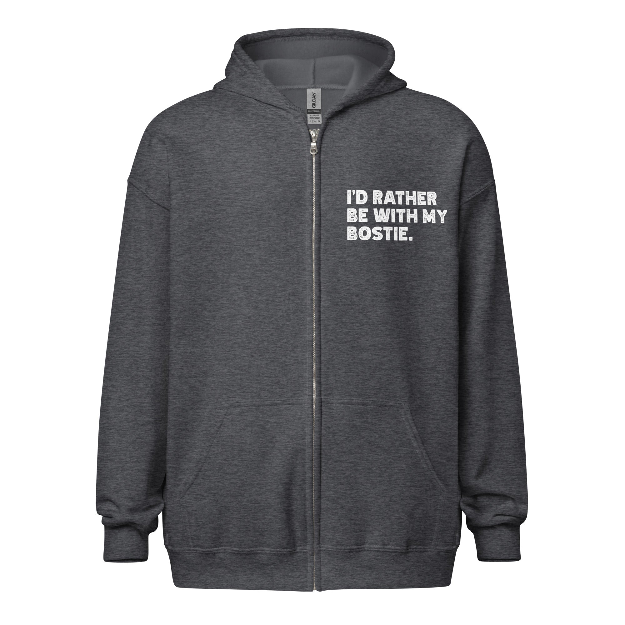 I'd Rather Be With My Bostie Unisex Heavy Blend Zip Hoodie