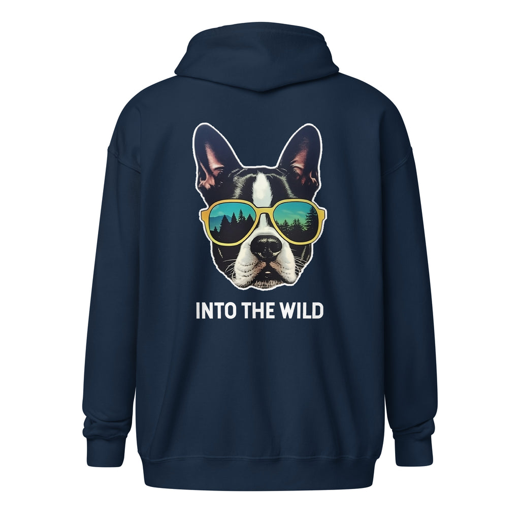 Into The Wild Boston Terrier Unisex Heavy Blend Zip Hoodie