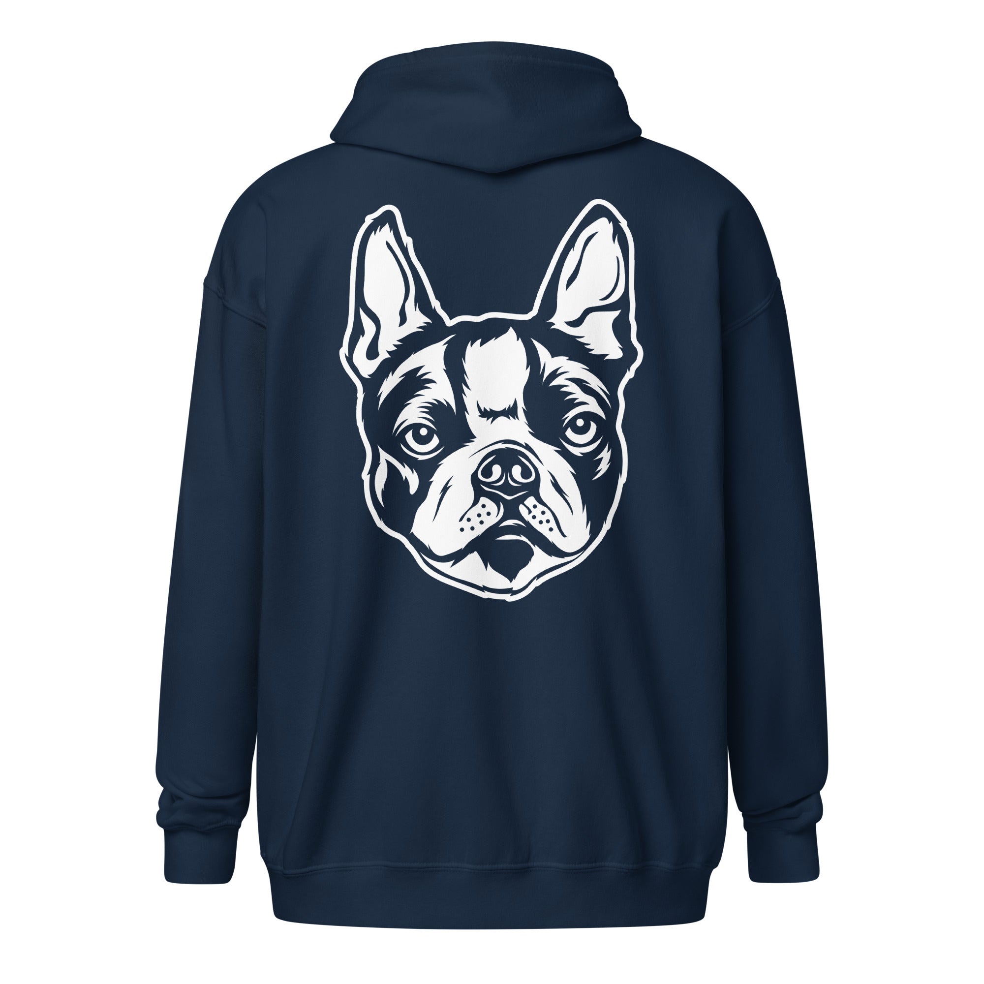 Boston Terrier Face Unisex Heavy Blend Zip Hoodie