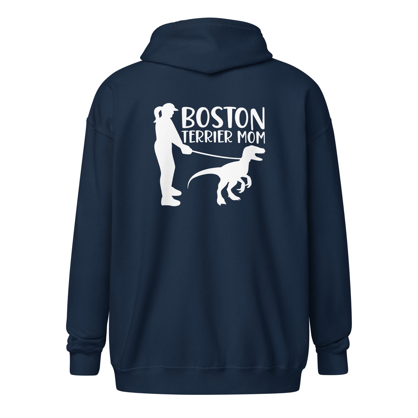 Boston Terrier Mom Dinosaur Heavy Blend Zip Hoodie