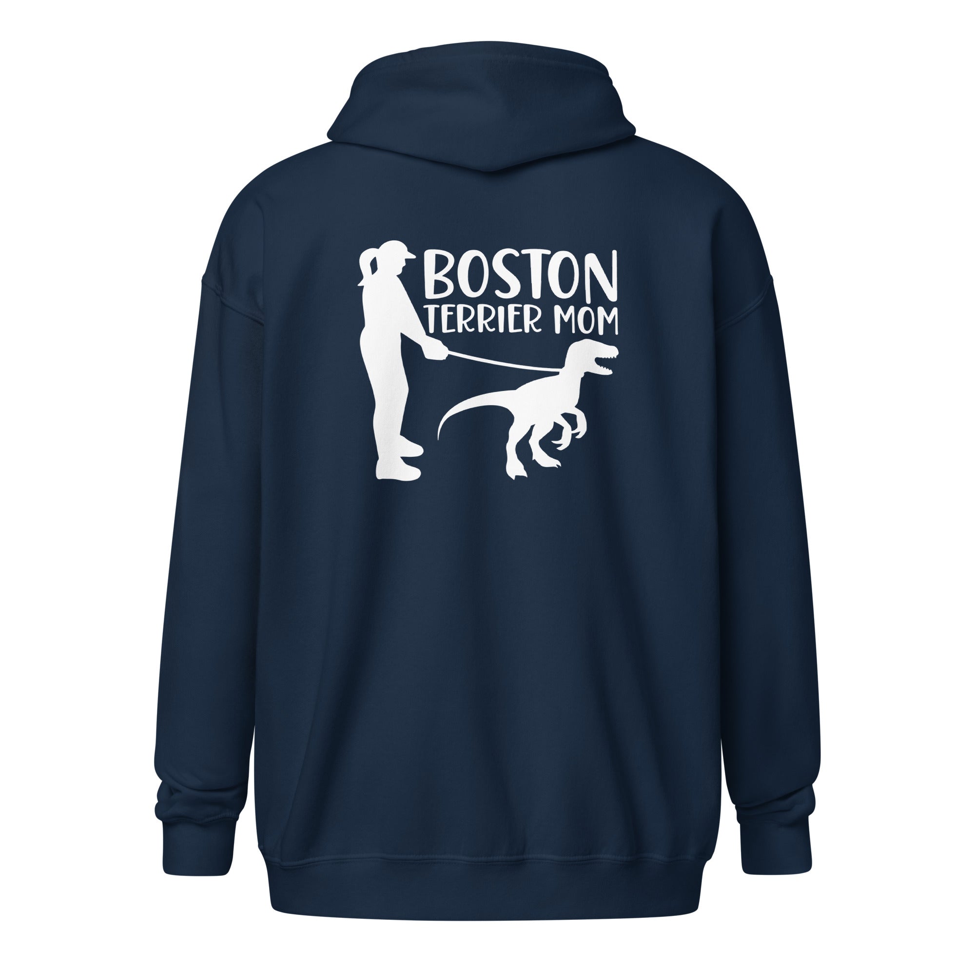 Boston Terrier Mom Dinosaur Heavy Blend Zip Hoodie