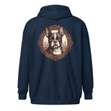 Vintage-Inspired Red Brown Boston Terrier Unisex Heavy Blend Zip Hoodie