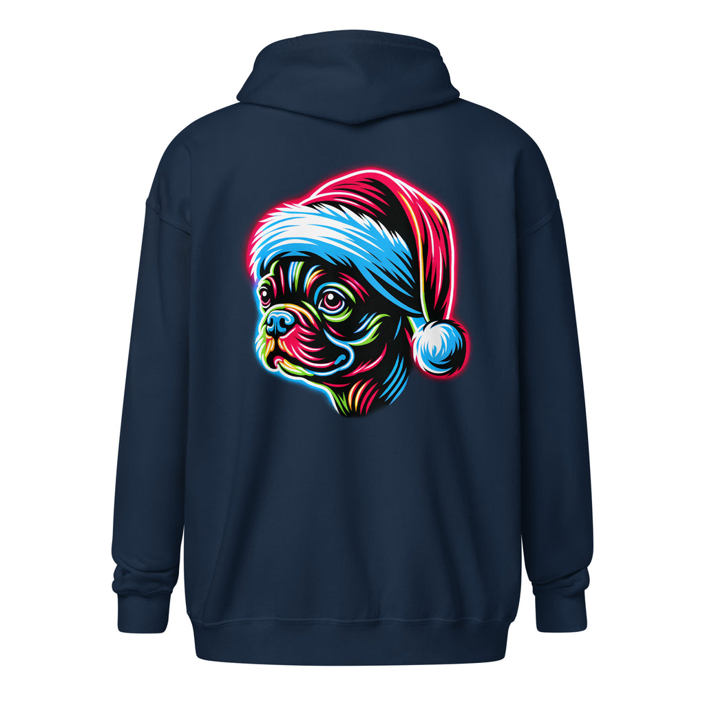 Bright Boston Holiday - Santa Pup Style Unisex Heavy Blend Zip Hoodie