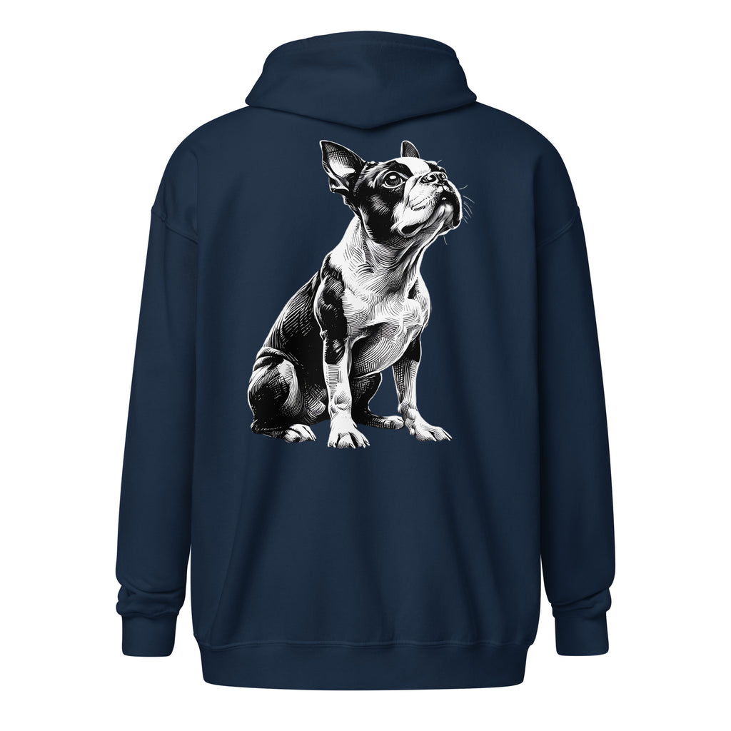 Boston Terrier Line Art Unisex Heavy Blend Zip Hoodie