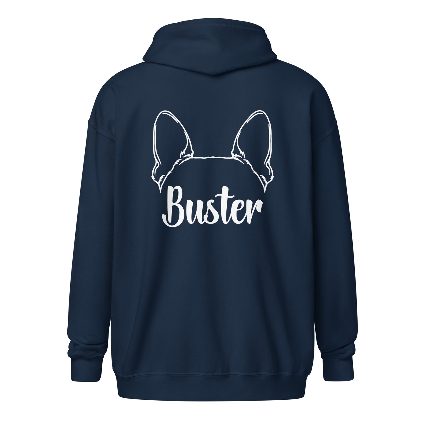 Big Ears With Boston Terrier Name - Custom Unisex Heavy Blend Zip Hoodie