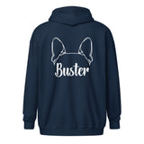 Big Ears With Boston Terrier Name - Custom Unisex Heavy Blend Zip Hoodie