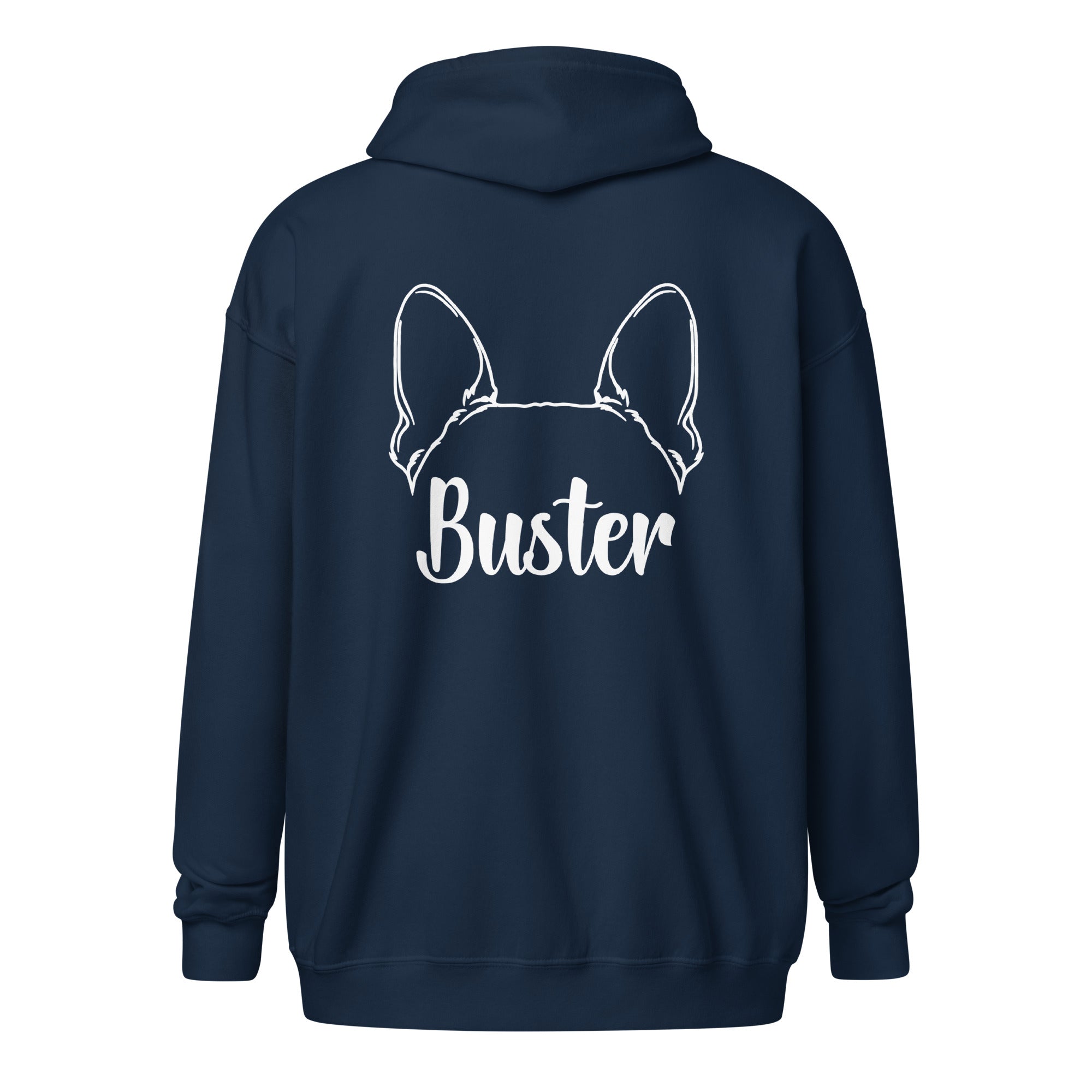 Big Ears With Boston Terrier Name - Custom Unisex Heavy Blend Zip Hoodie