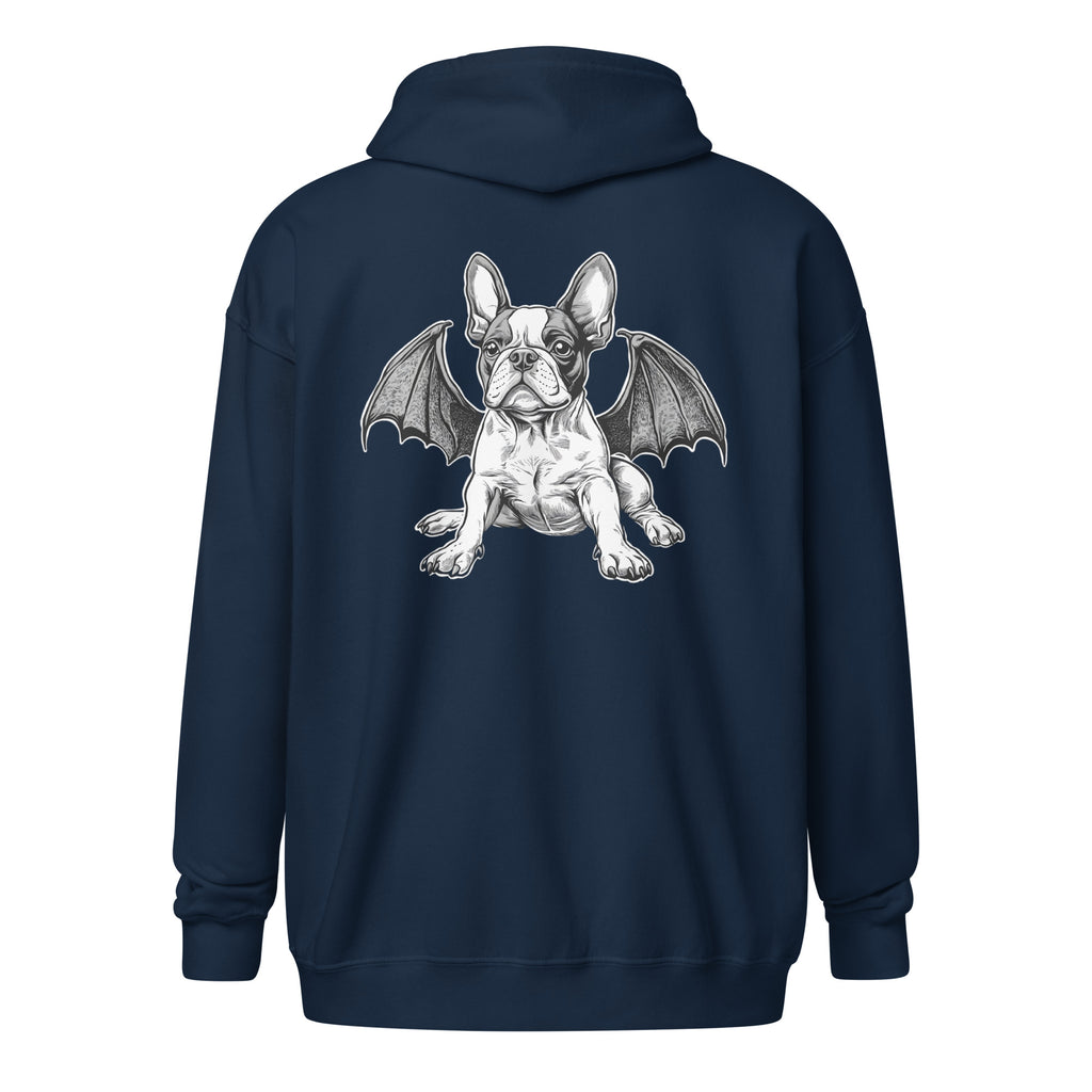 Bat-Winged Boston Terrier Dog Unisex Heavy Blend Zip Hoodie