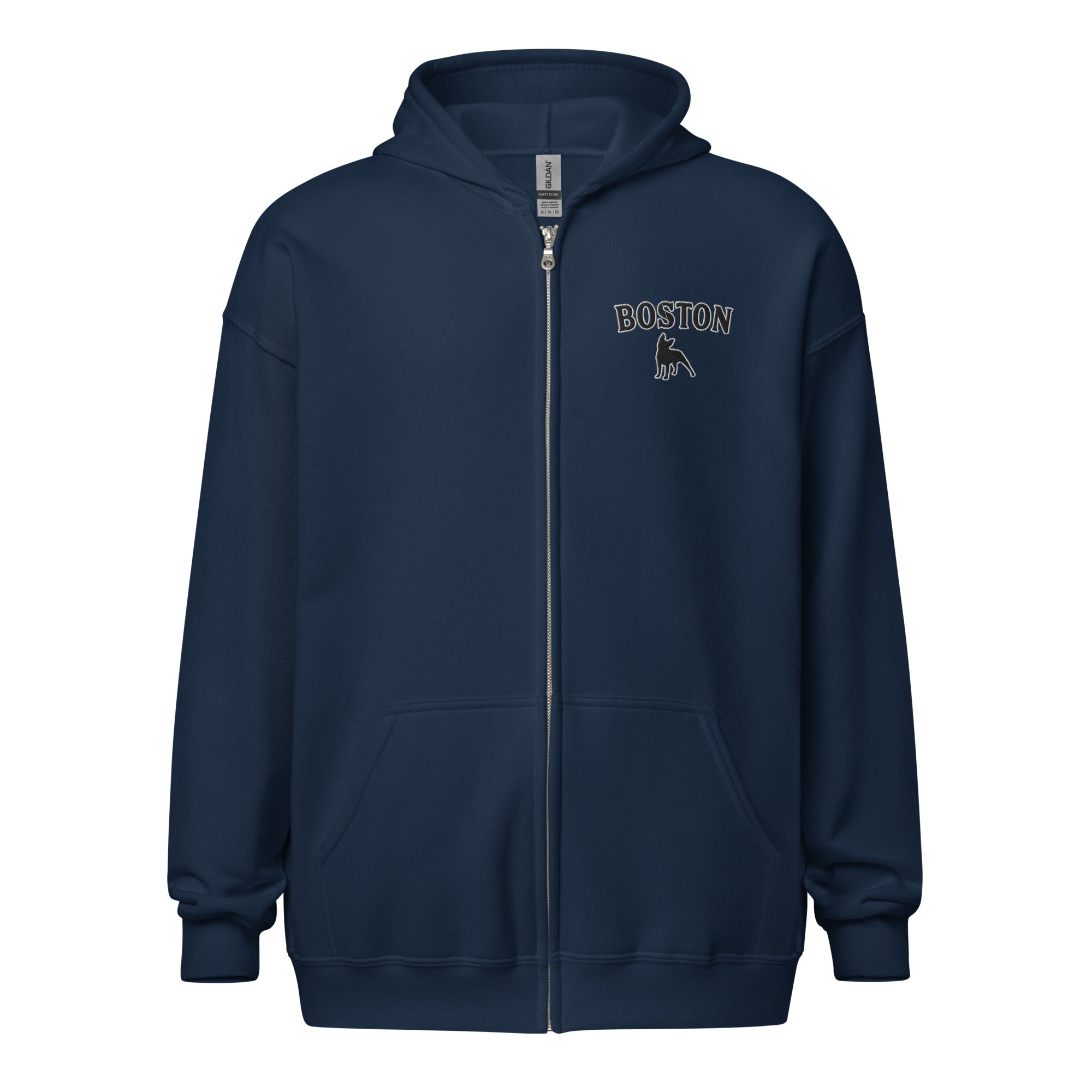 Boston Terrier Embroidered Unisex Heavy Blend Zip Hoodie