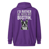 I'd Rather Be With My Boston Unisex Heavy Blend Zip Hoodie . Purple