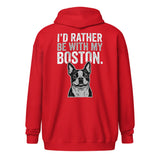 I'd Rather Be With My Boston Unisex Heavy Blend Zip Hoodie . Red
