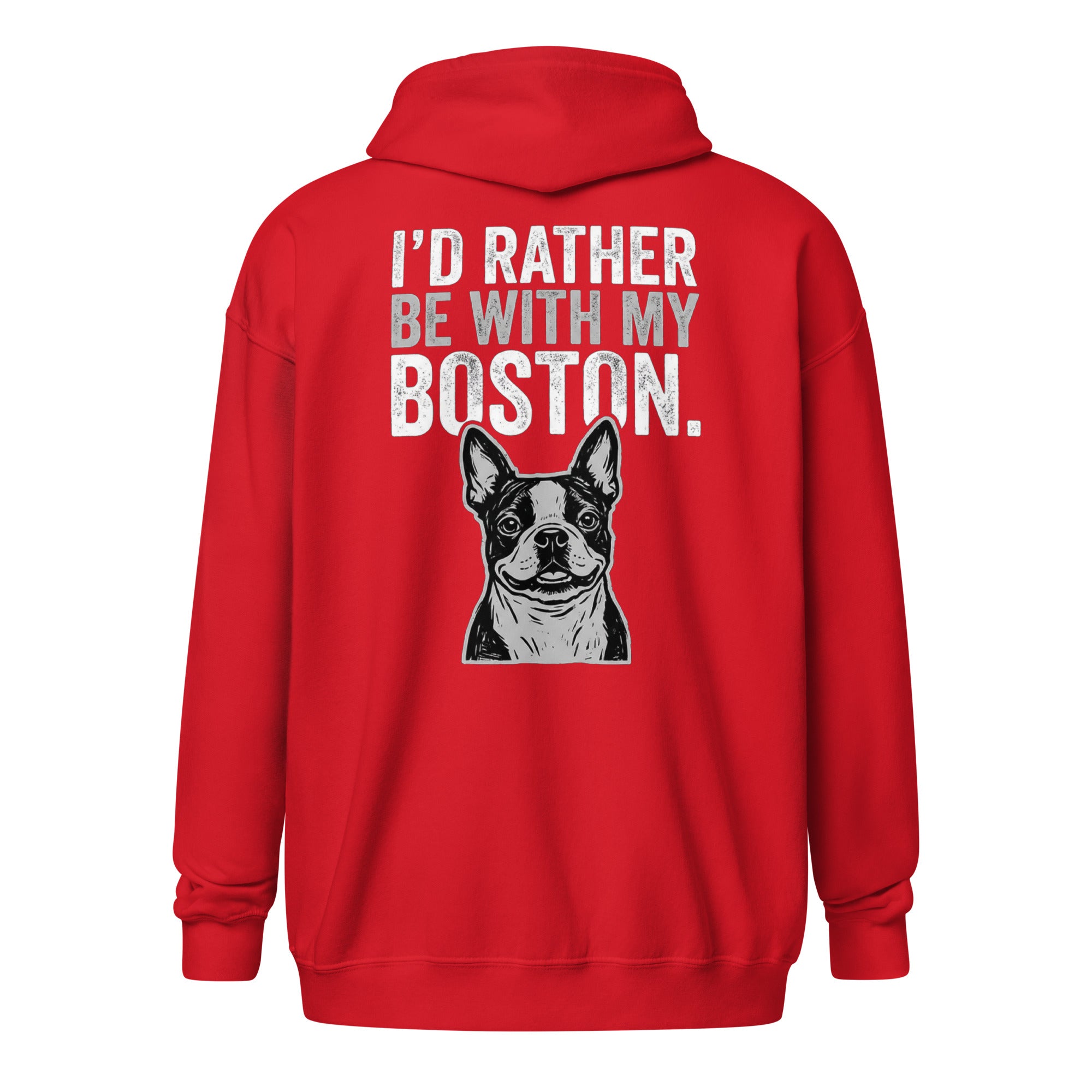 I'd Rather Be With My Boston Unisex Heavy Blend Zip Hoodie . Red