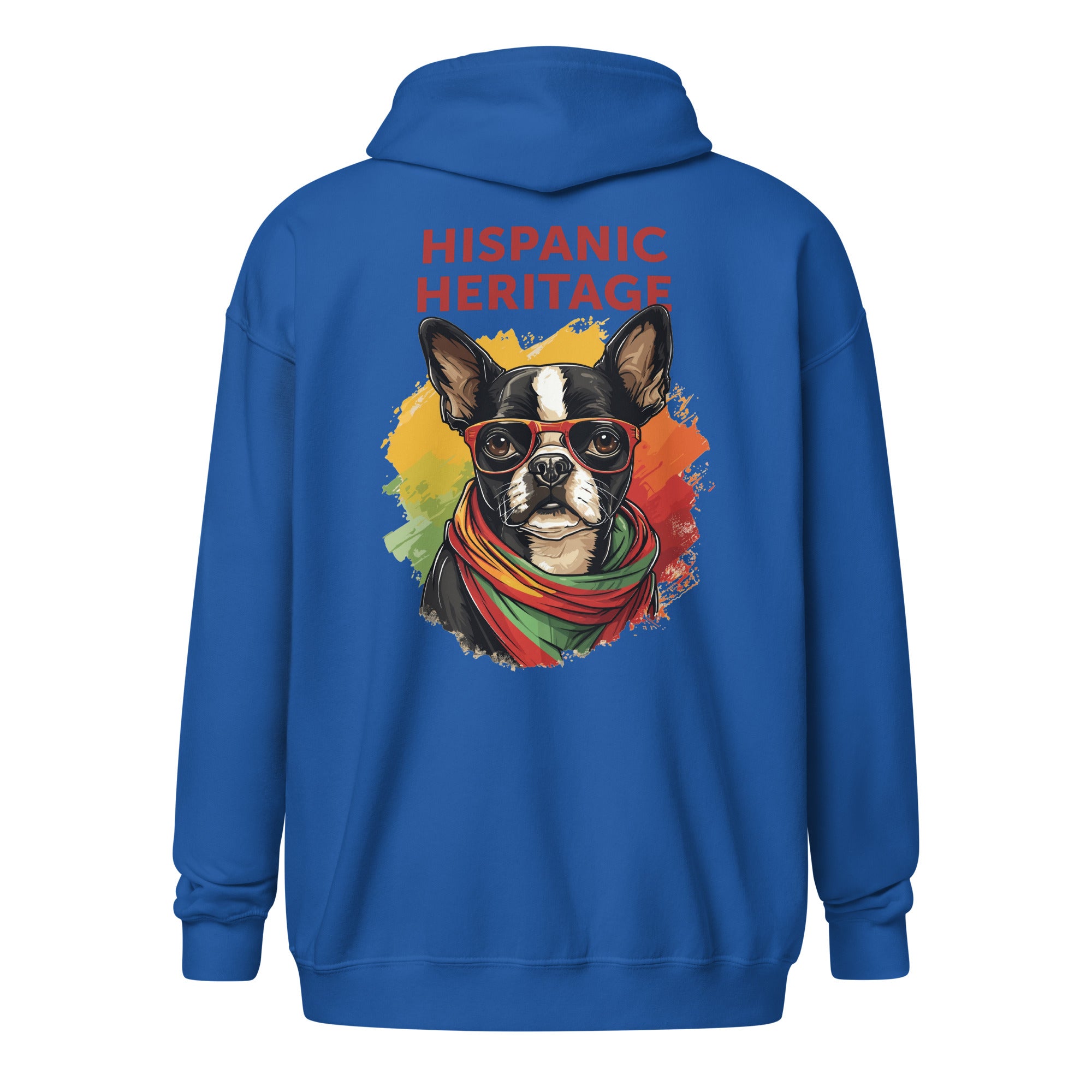 Hispanic Heritage Boston Terrier Dog Unisex Heavy Blend Zip Hoodie
